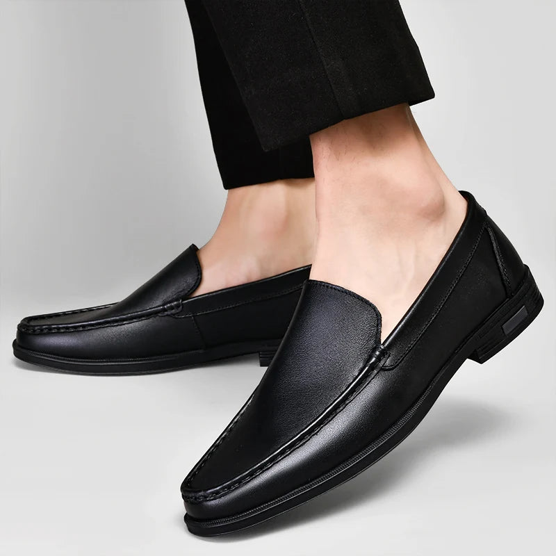 Men’s Genuine Leather Loafers – Comfortable Walking & Driving Shoes, Classic Slip-On Style