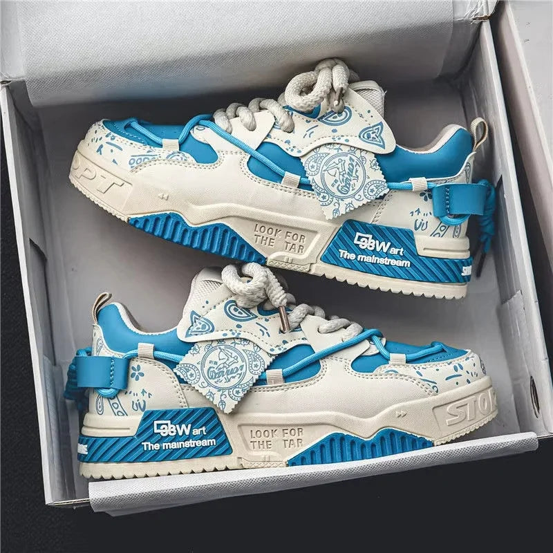Men’s Casual Sneakers – Outdoor Fashion Vulcanized Shoes with Breathable Platform Design (Spring & Walking Comfort)