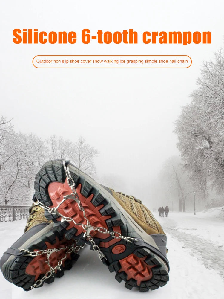 6-Teeth Anti-Slip Crampons | Ice & Snow Cleats for Hiking, Walking & Climbing