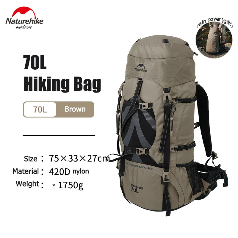 Naturehike Mountain Bag 70L Men's backpacks Waterproof Backpack Outdoor Hiking Climbing Big Capacity Travel Bags Shoulder Bags