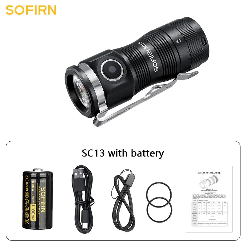 Sofirn SC13 Emergency Keychain Torch – 1300lm SST40, 18350
