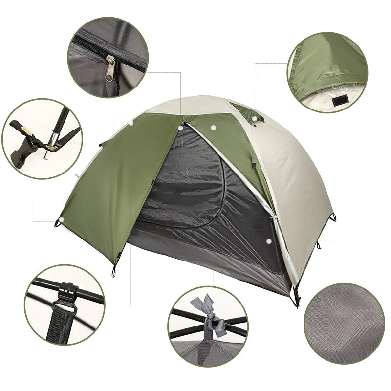 Backpacking Tent 2 Person Lightweight Camping Tents Double Layer Waterproof Portable Handbag for Hiking Travel Aluminum Pole