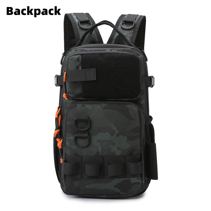 Lure Fishing Backpack with Rod Holders Outdoor Hiking Camping Hunting Rucksack Multifunctional Molle Travel Sports Fanny Pack