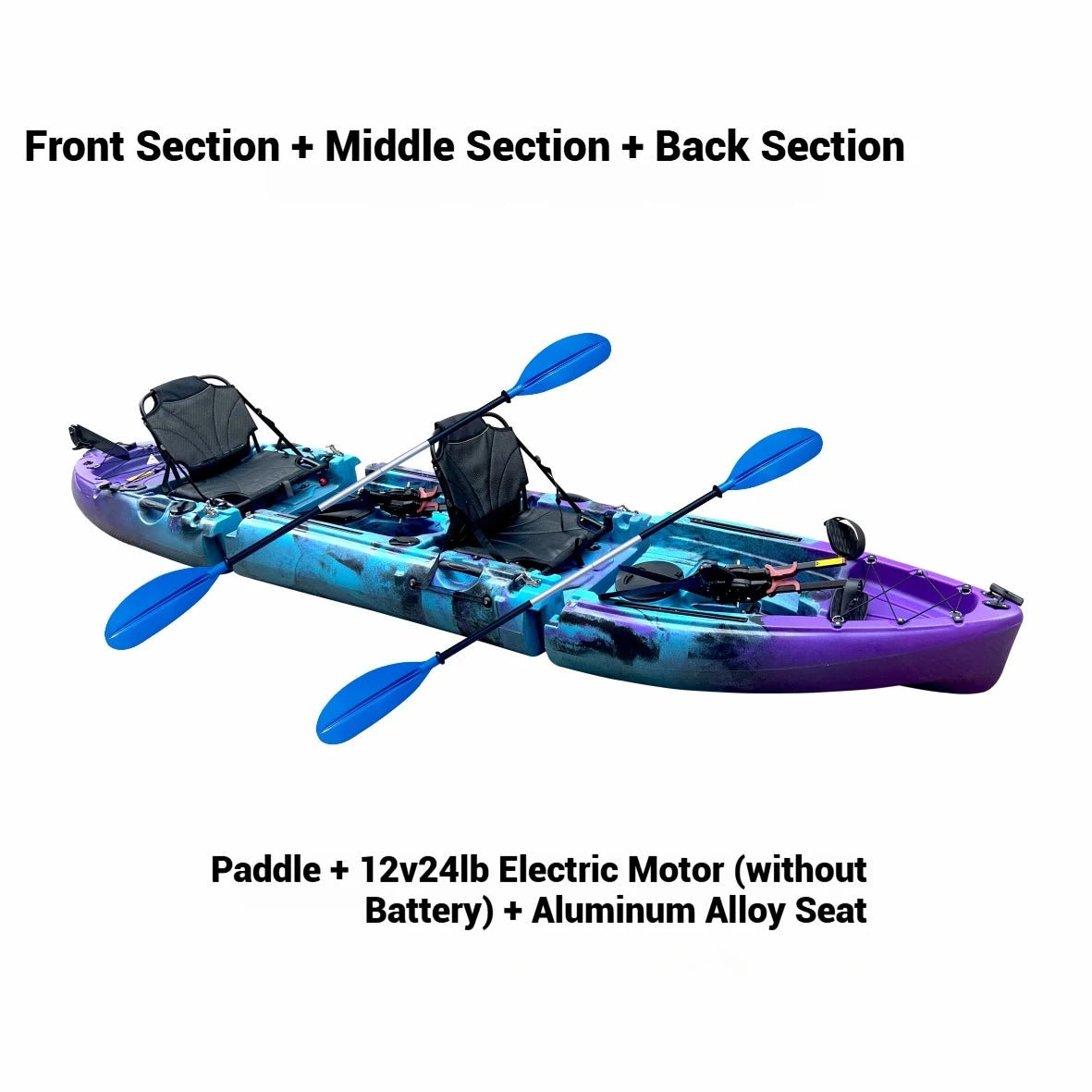 Portable LLDPE Modular Kayak – Split Hard Shell Electric & Pedal Canoe for Solo or Tandem Lake & Sea Adventures