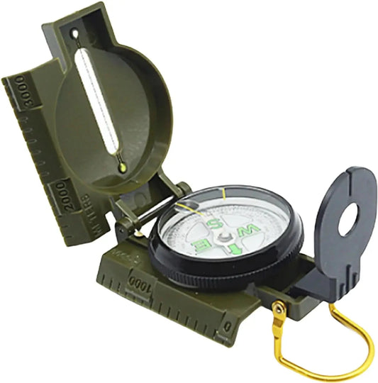 Outdoor Survival Compass Mountaineering Camping Plastic Military Green Flip-top Compass Guidebook Portable