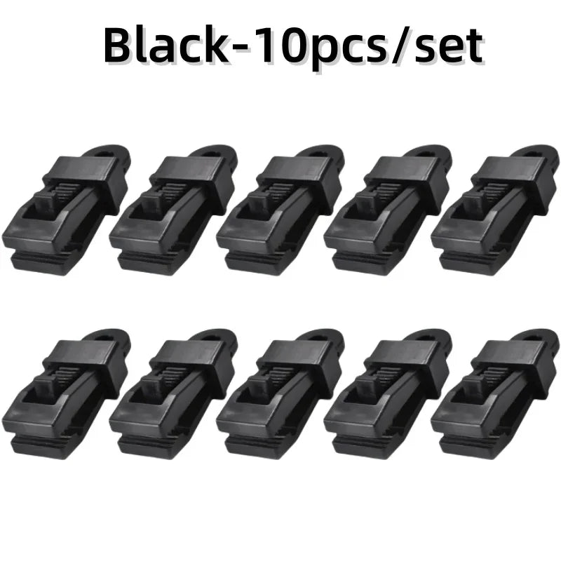 10 PCS Awning Rope Clamp Tarpaulin Clip Tent Canopy Clip Buckle Reusable Tent Crocodile Clip Awning Outdoor Camping Accessories