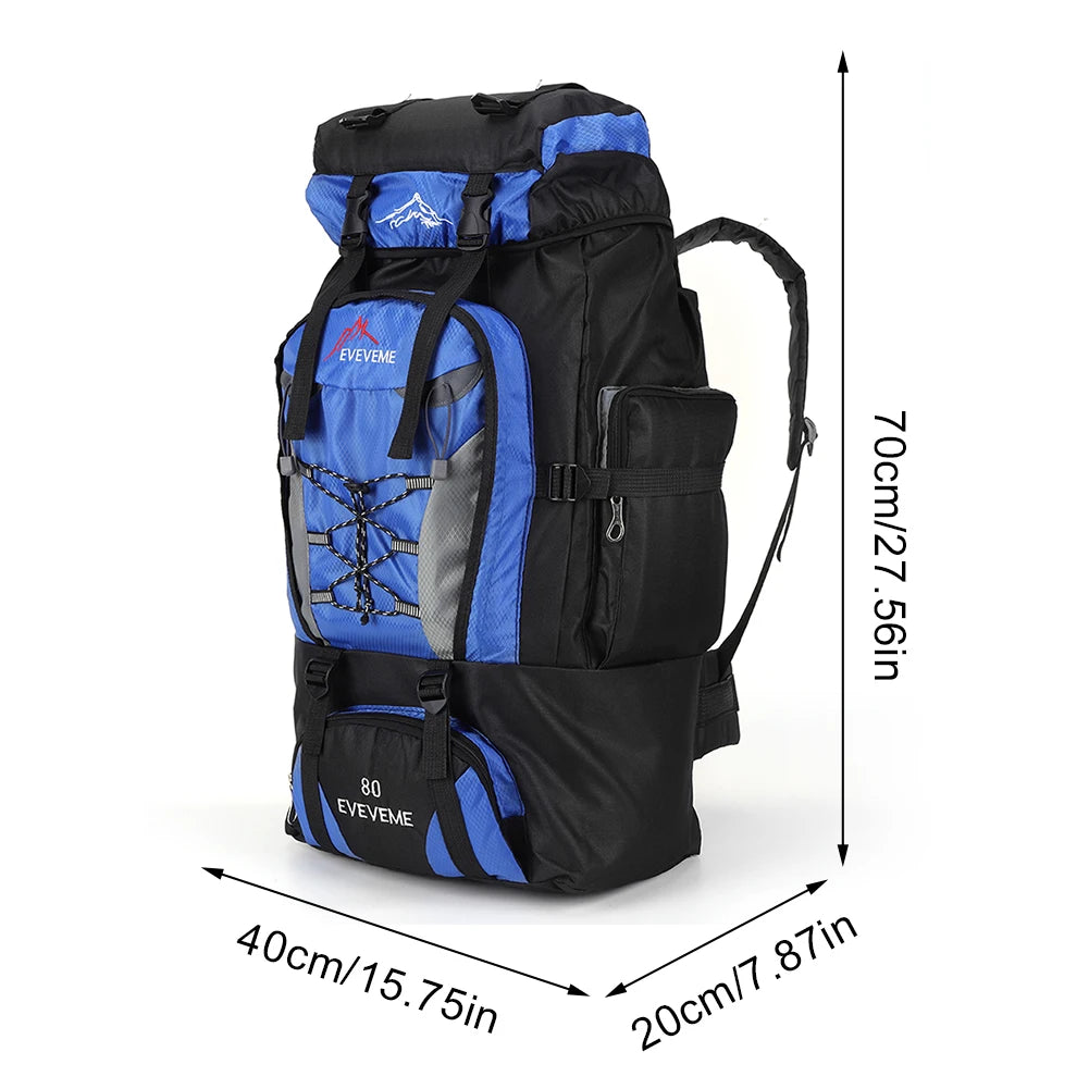80L Mountaineering Backpack Hiking Camping Trekking Bag Rucksack WithAdjustable Strap Outdoor Fishing Backpack Climbing Rucksack