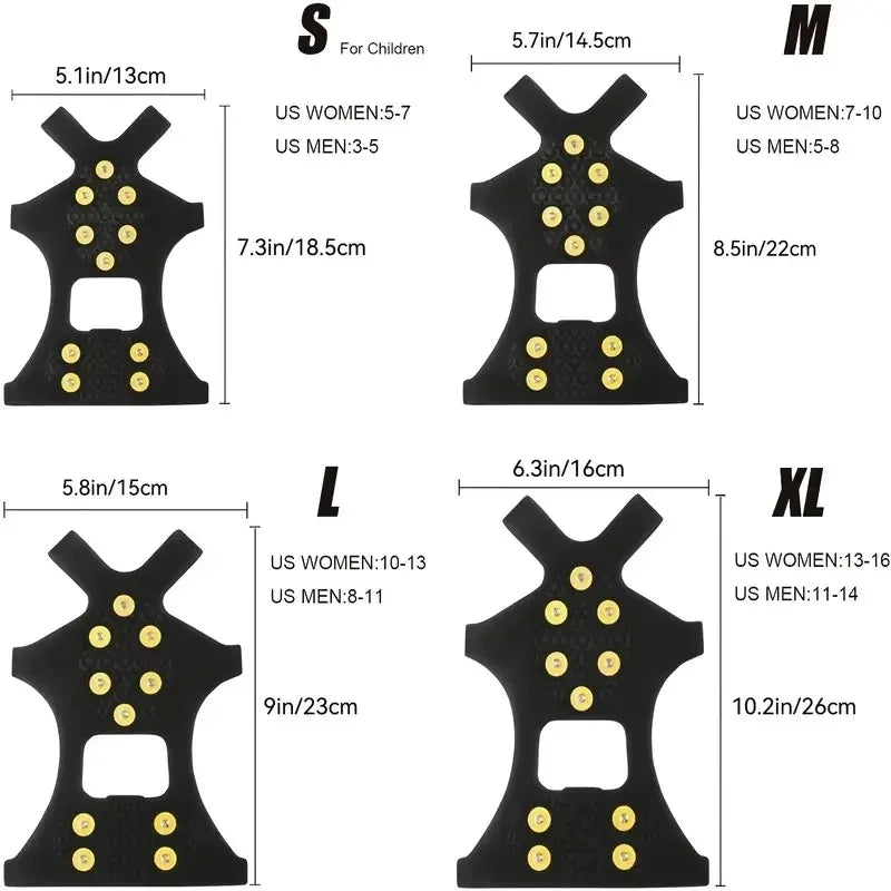 10-Teeth Outdoor Climbing Crampons | Anti-Slip Ice & Snow Cleats for Shoes | Winter Hiking & Mountaineering Traction Spikes