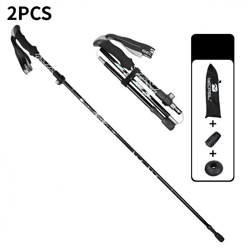 2PCS Trekking Poles Adjustable Ultralight Walking Sticks Alpenstock Outdoor Hiking-Climbing Mountaineering Sticks