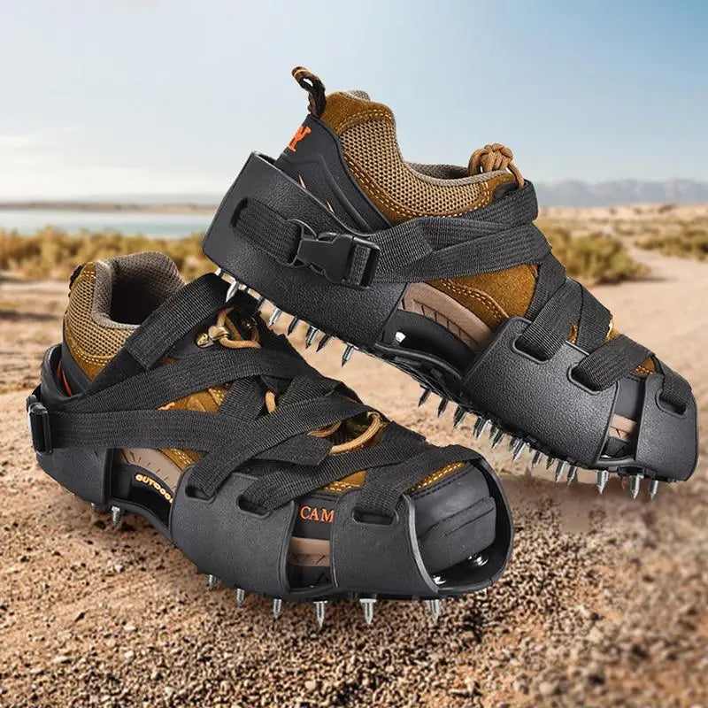 Crampons For Hiking Boots 32-Spikes Crampons Ice Cleats Traction Snow Grips Winter Ice Snow Grips Traction Cleats For Walking