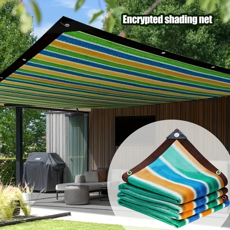 1pc Sun Shade Net - 1pc High-Density Breathable Mesh for Patio/Garden/Carport, Cooling Canopy Stripes All Weather Durability 