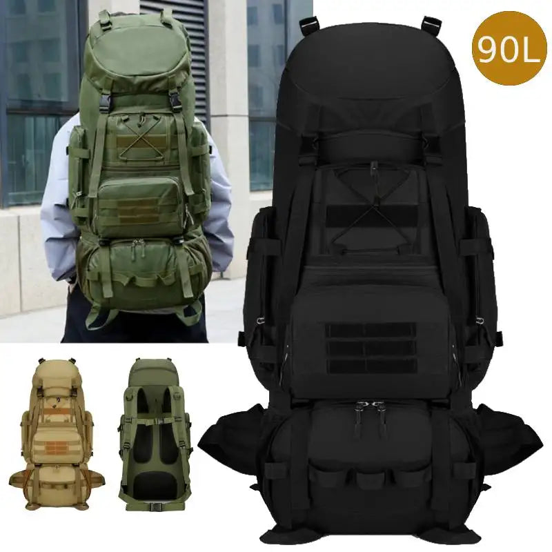 Fishing Backpack 90L Sports Hunting Equipment Storage Rucksack Outdoro Climbing Hiking Mountaineering Luggage Bag Molle Knapsack
