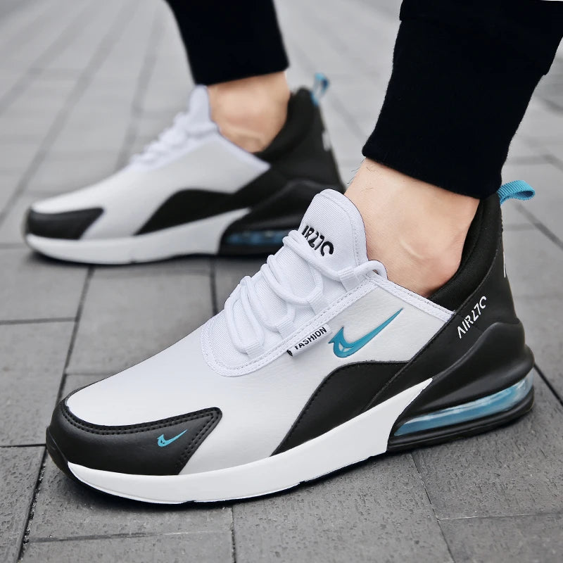 Men’s Leather Running Shoes – Air Cushion Sports Sneakers, Casual Walking & Jogging Trainers, Big Sizes 45-47