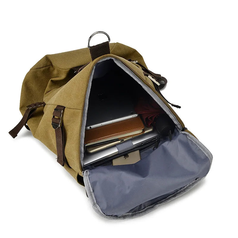 Men’s Canvas Travel Backpack – Large Capacity Mountaineering & Shoulder Bag