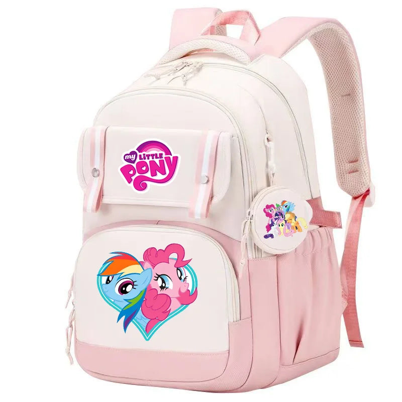 My Little Pony Large Capacity Backpack Cartoon Daypack Travel Commute Knapsack Schoolbag for Kids Girls Mochila With Coin Purse