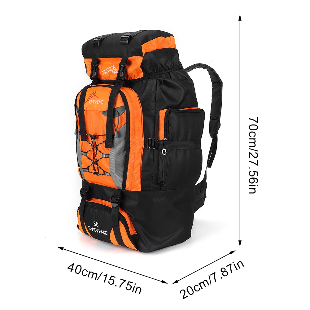 80L Mountaineering Backpack Hiking Camping Trekking Bag Rucksack WithAdjustable Strap Outdoor Fishing Backpack Climbing Rucksack