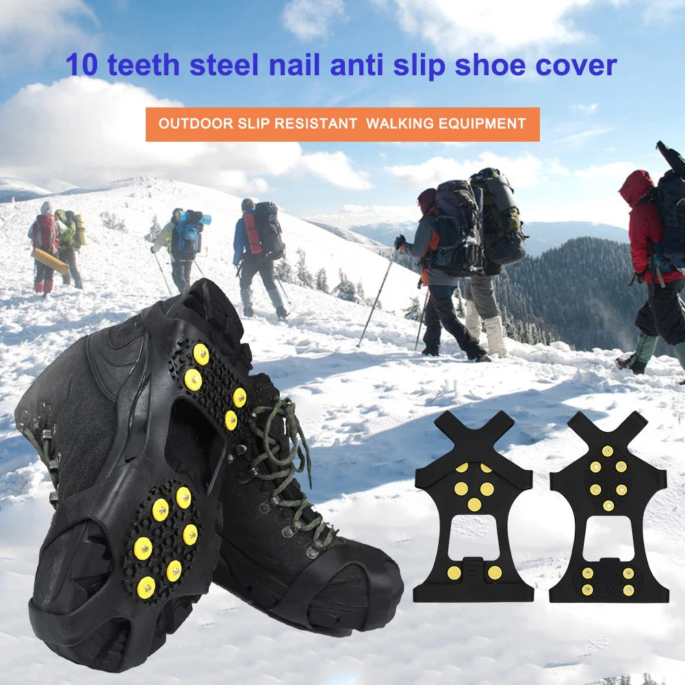 5/10 Teeth Anti-Slip Climbing Crampons | Outdoor Ice & Snow Cleats for Hiking, Walking & Mountaineering Shoes