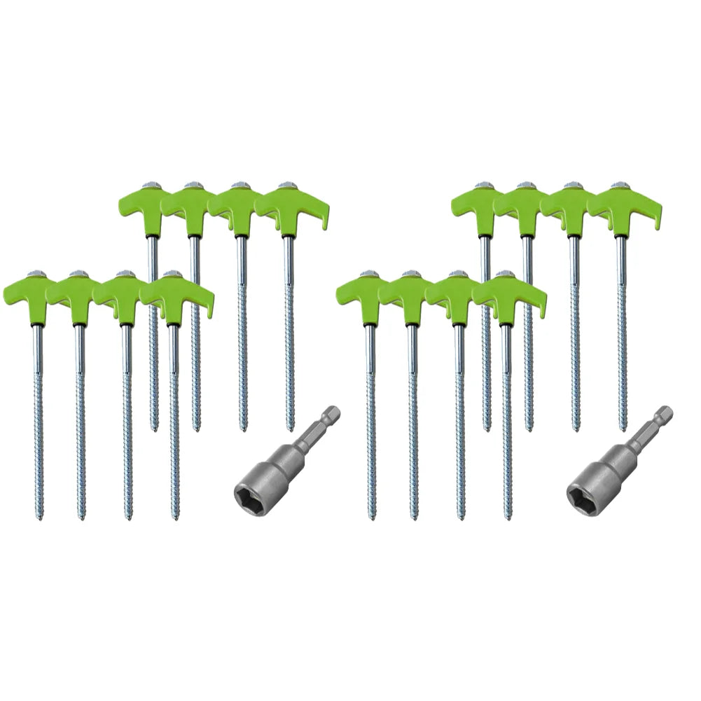 8/24Pcs Camping Pegs Drill In with Hex Socket Stakes Ground Anchors Camping Stakes Tent Ground Nail Screw in Camping Tent Pegs