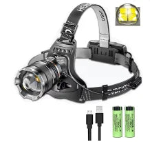 Rechargeable LED Headlamp Powerful Head Flashlight Optional Motion Sensor for Fishing Camping Rescue