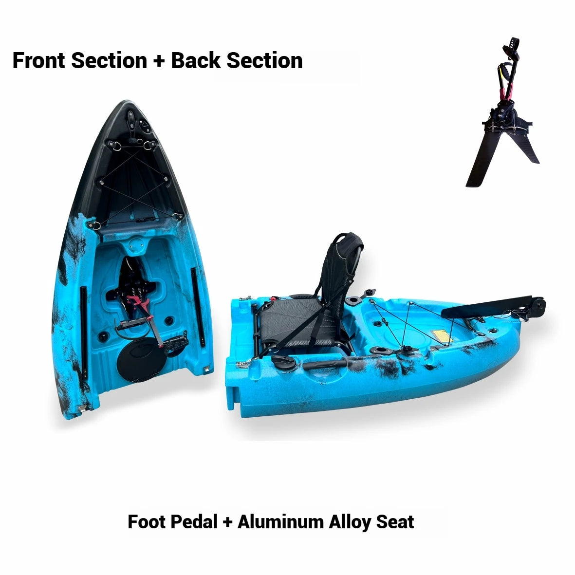 Portable LLDPE Modular Kayak – Split Hard Shell Electric & Pedal Canoe for Solo or Tandem Lake & Sea Adventures