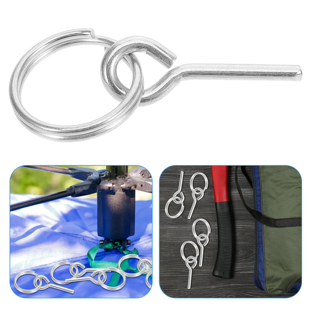 10 Pcs Tent Accessories Durable Fiber Rod Hooks Camping Canopy Connectors Portable Metal Rope Pin Outdoor Gear Hardware