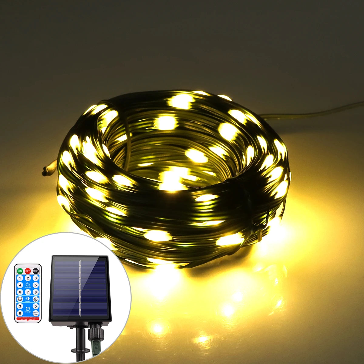 100M Leather LED Solar Fairy String Lights Waterproof Outdoor Garland High Power Solar Lamp for Garden Christmas Holiday Decor
