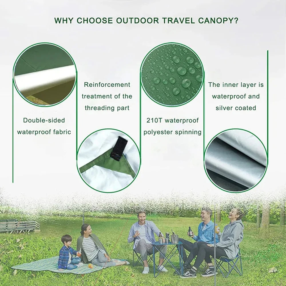 230x140cm Camouflage Awning Sun Shelter Waterproof Tent Tarp Outdoor Picnic Camping Canopy Rain Cover Beach Sunshade Awning