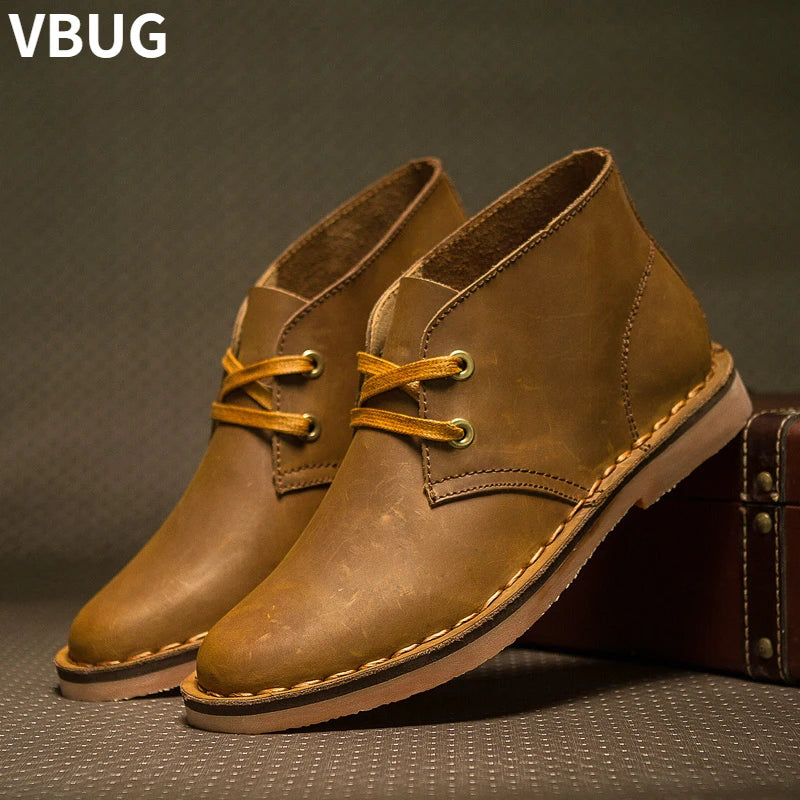 Men’s Classic Leather Work Boots – Safety Ankle Boots for Winter & Casual Wear