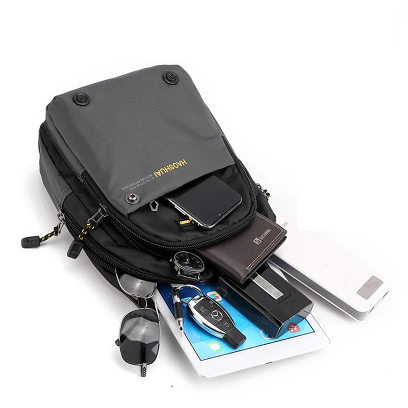 Men Small Backpack Rucksack Messenger Cross Body Chest Bags Multi-purpose Military Travel Nylon Male Fashion Daypack Knapsack