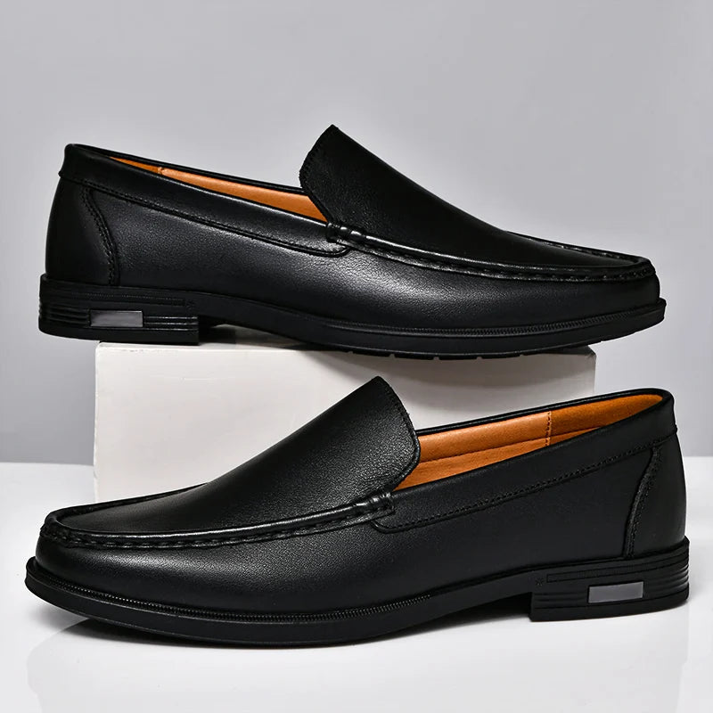Men’s Genuine Leather Loafers – Comfortable Walking & Driving Shoes, Classic Slip-On Style