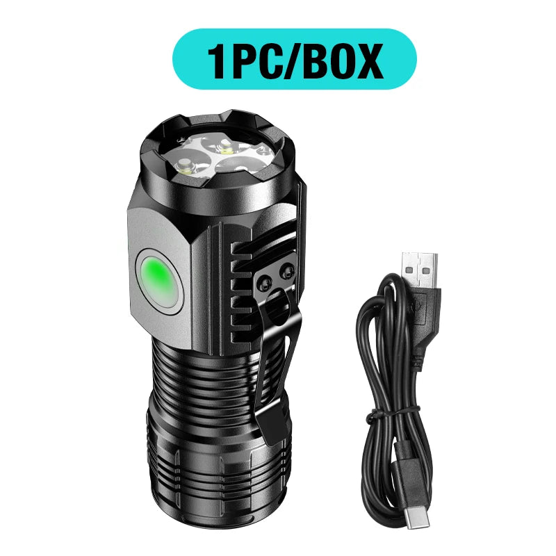 New Ultra Powerful Flashlight 3 Core LED Mini Tactical Flashlight USB Rechargeable High Power LED Torch With Magnet Hand Lamp