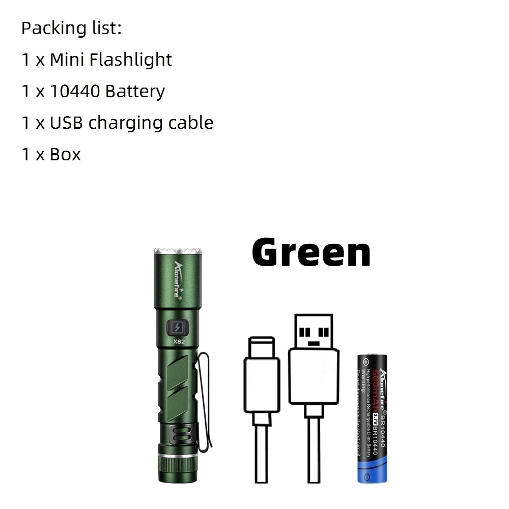 Zoom Mini EDC High Bright LED Pen Flashlight USB Rechargeable Magnet Small Torch Outdoor Camping Hiking Emergency Lighting Light