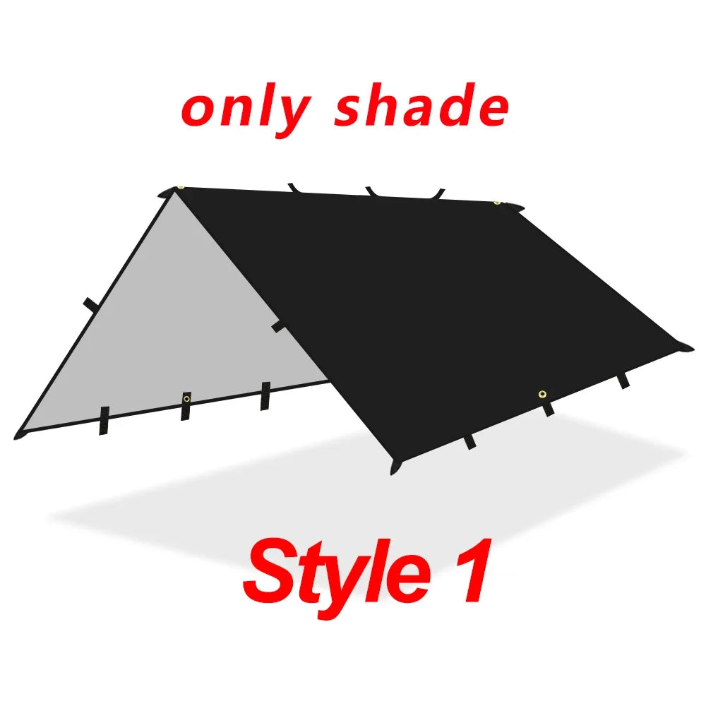 19 Hang Point Tarp Waterpoof Survival Bushcraft Sun Shelter Beach Shade Tent Outdoor Canopy Backpacking Tourist Awning 4x4 3x3m