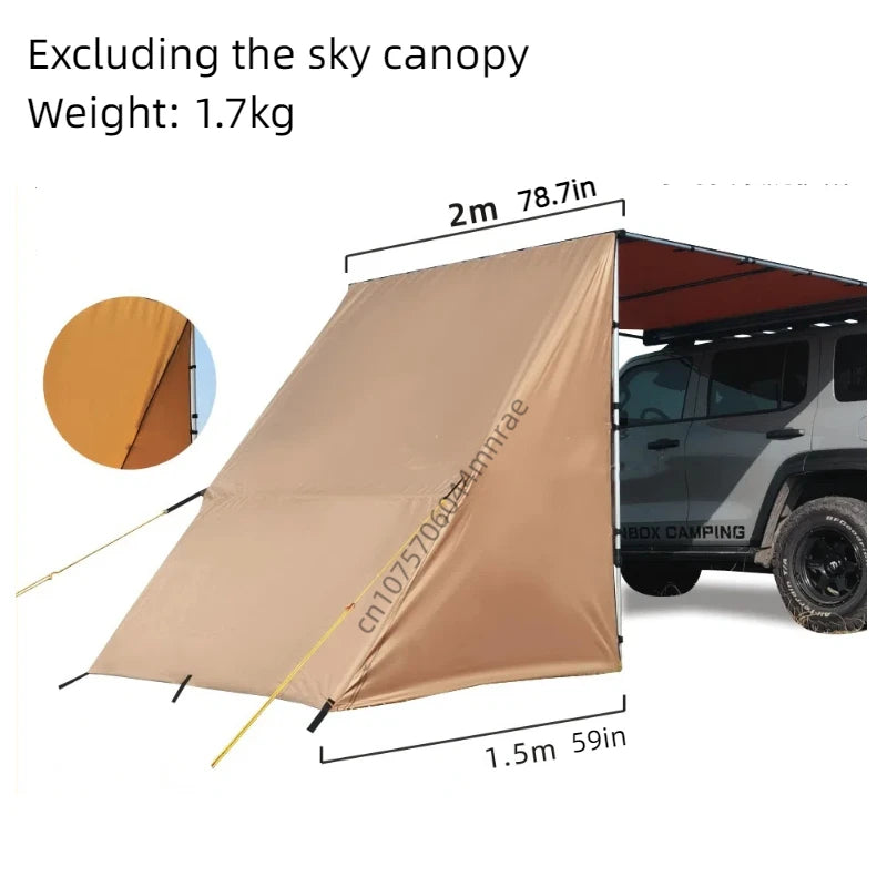 Outdoor Car Side Tent, Expansion Accessories, Shelter with Windows, Side Arrangement of Bags, Projection Screen Tent