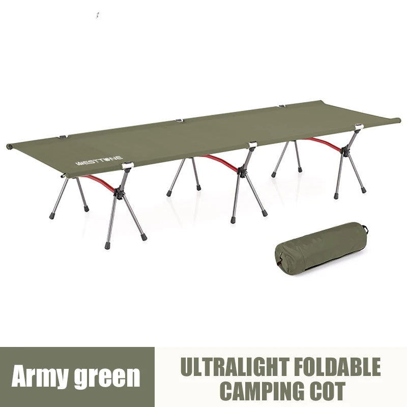 WESTTUNE Camping Cot Portable Folding Bed Ultralight Aluminum Alloy Sleeping Cot for Outdoor Hiking Backpacking Travel