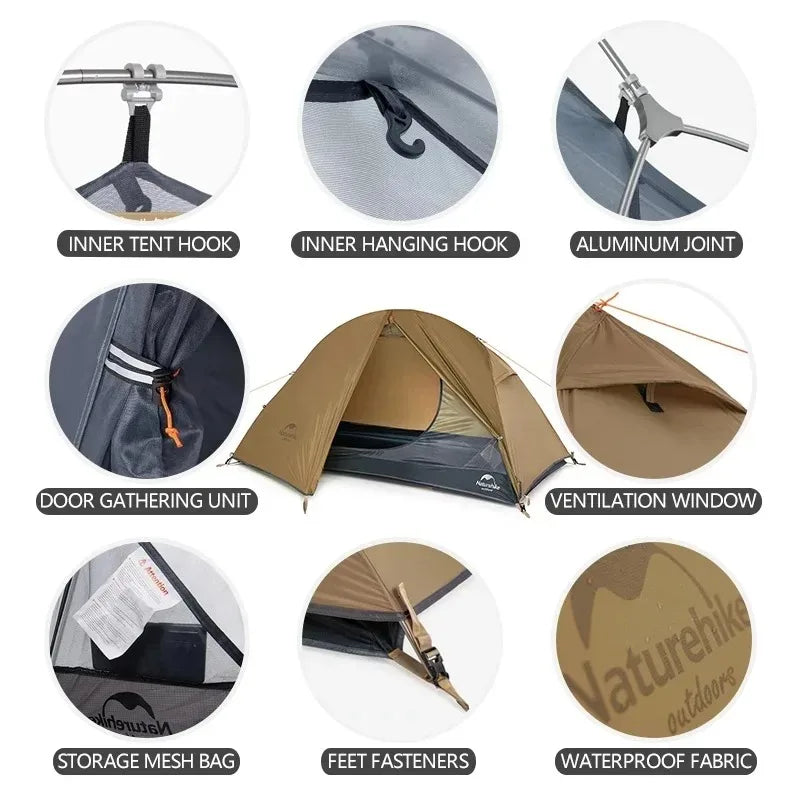 Naturehike Lightweight Tent Outdoor Professional Mountaineering Hiking Three Seasons Bill Person 1 Person Camping Tent