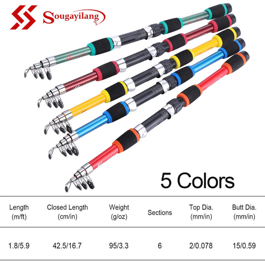 Sougayilang 1.8M Telescopic Rod M Power Children Fishing Rod Fiberglass Material Durable Spinning Fishing Rod Carp Feeder Rod