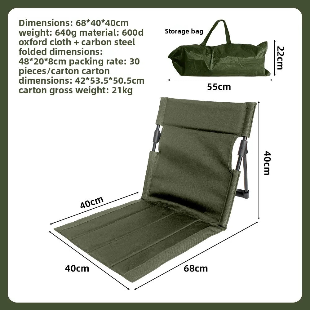 Lightweight Folding Low Back Chair, Portable Outdoor Leisure Recliner for Camping, Picnic, Fishing and Daily Outdoor Activities