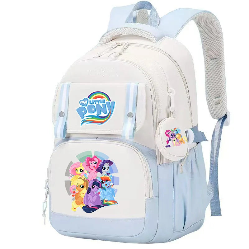 My Little Pony Large Capacity Backpack Cartoon Daypack Travel Commute Knapsack Schoolbag for Kids Girls Mochila With Coin Purse