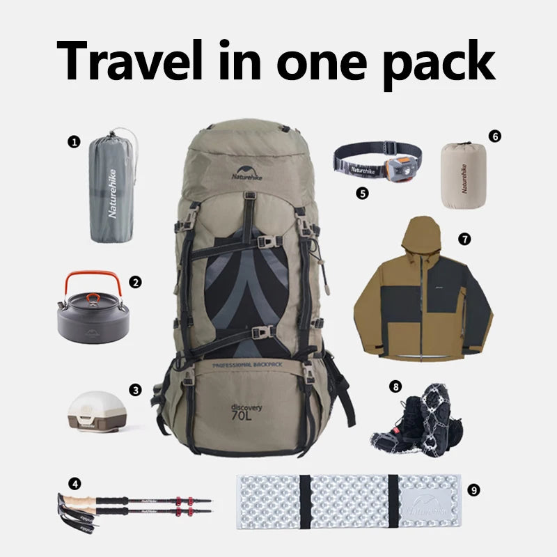 Naturehike Mountain Bag 70L Men's backpacks Waterproof Backpack Outdoor Hiking Climbing Big Capacity Travel Bags Shoulder Bags