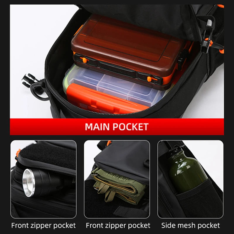 Lure Fishing Backpack with Rod Holders Outdoor Hiking Camping Hunting Rucksack Multifunctional Molle Travel Sports Fanny Pack