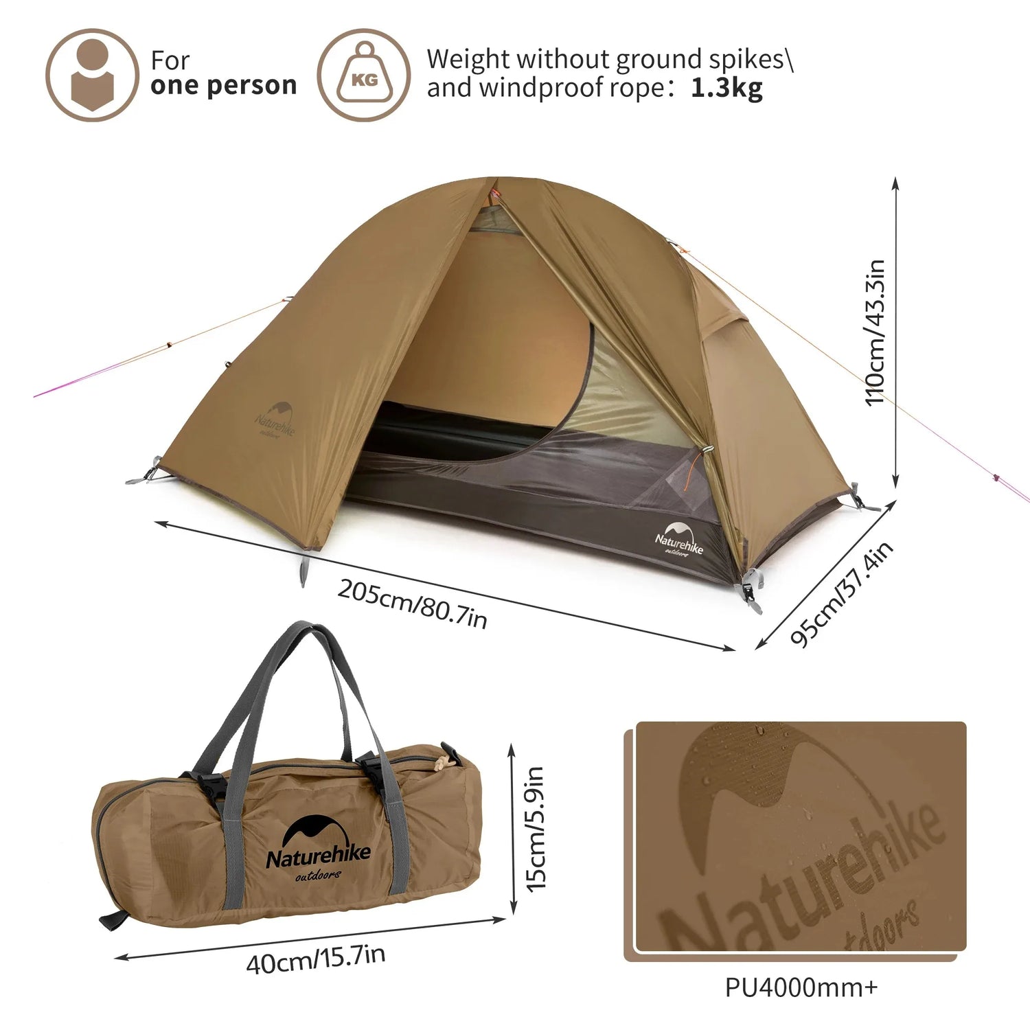 Naturehike Lightweight Tent Outdoor Professional Mountaineering Hiking Three Seasons Bill Person 1 Person Camping Tent