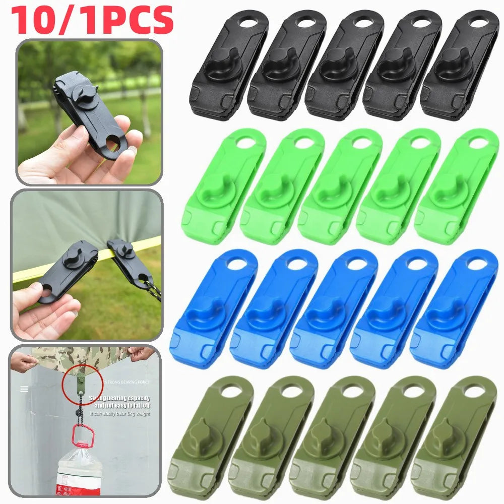 10/1PCS Tent Clip Tarpaulin Clamp Outdoor Camping Tarpaulin Holder Clip Wind Rope Clamps Awning Beach Hiking Camping Accessories