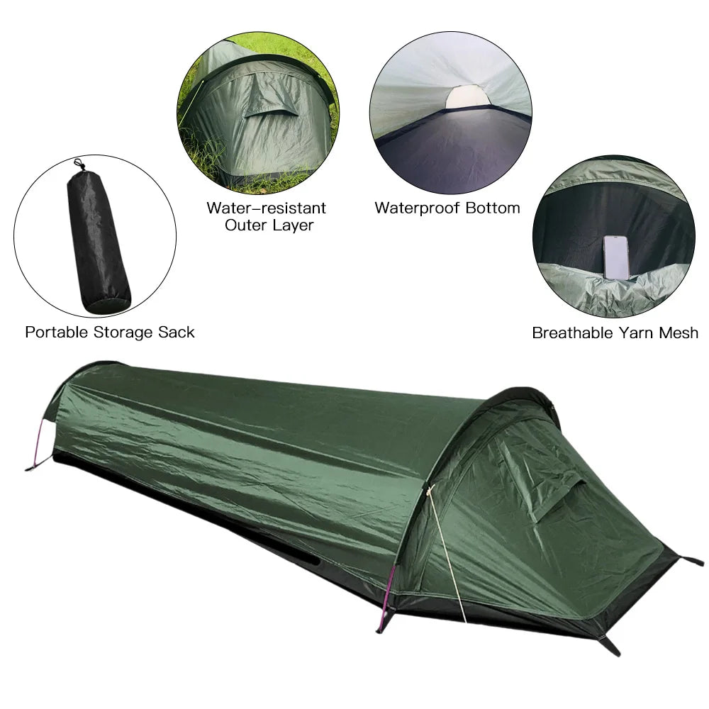 Backpacking Tent Outdoor Camping Sleeping Bag Tent Lightweight Single Person Sleeping Tent for Outdoor Camping Travel Hiking