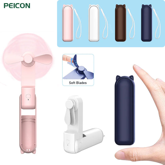 Mini Handheld Rechargeable Fan with 2000mAh Power Bank