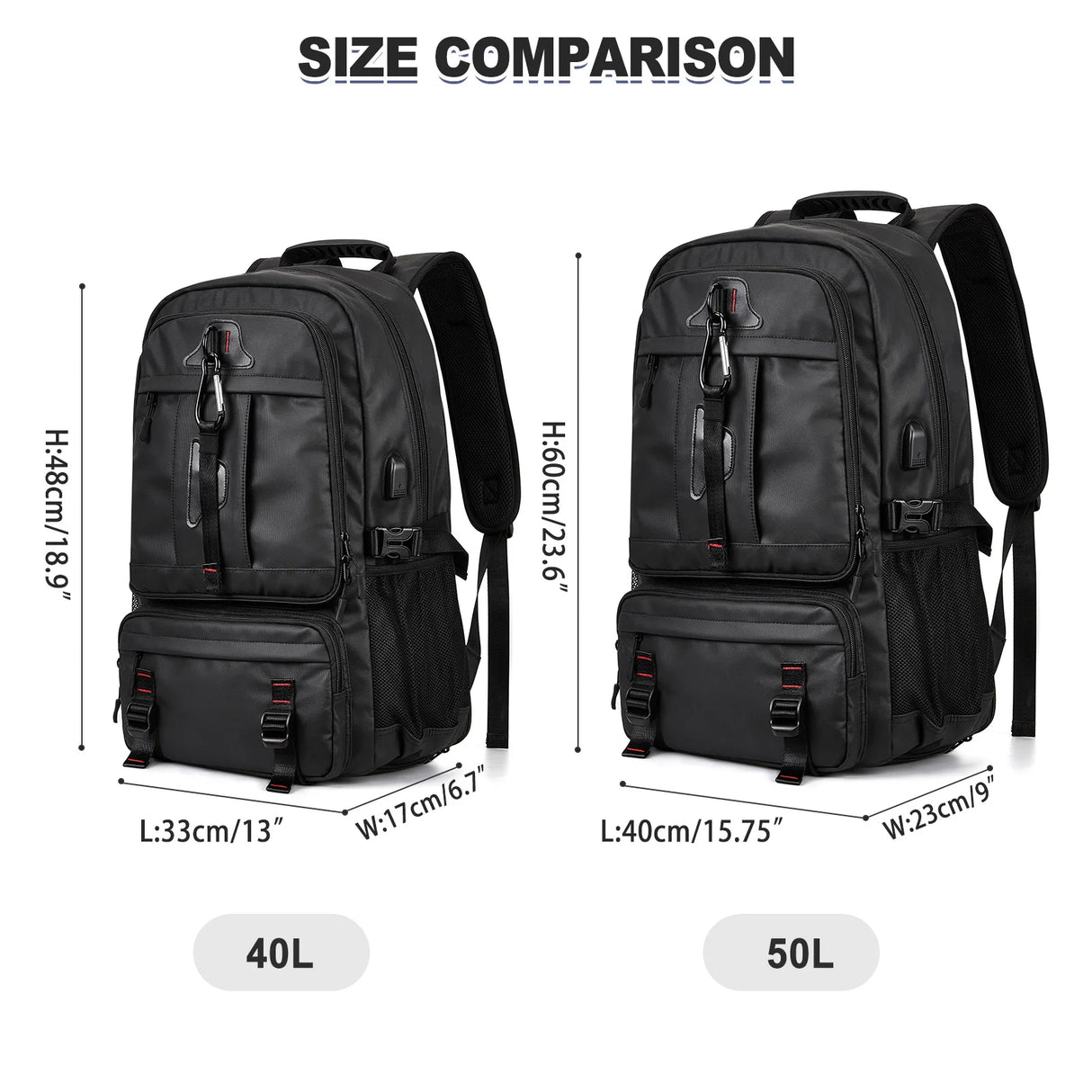 Men's Travel Backpack Outdoor Waterproof Expandable Rucksack Large Capacity Laptop Backpack Outdoor Hiking Mountaineering Bags