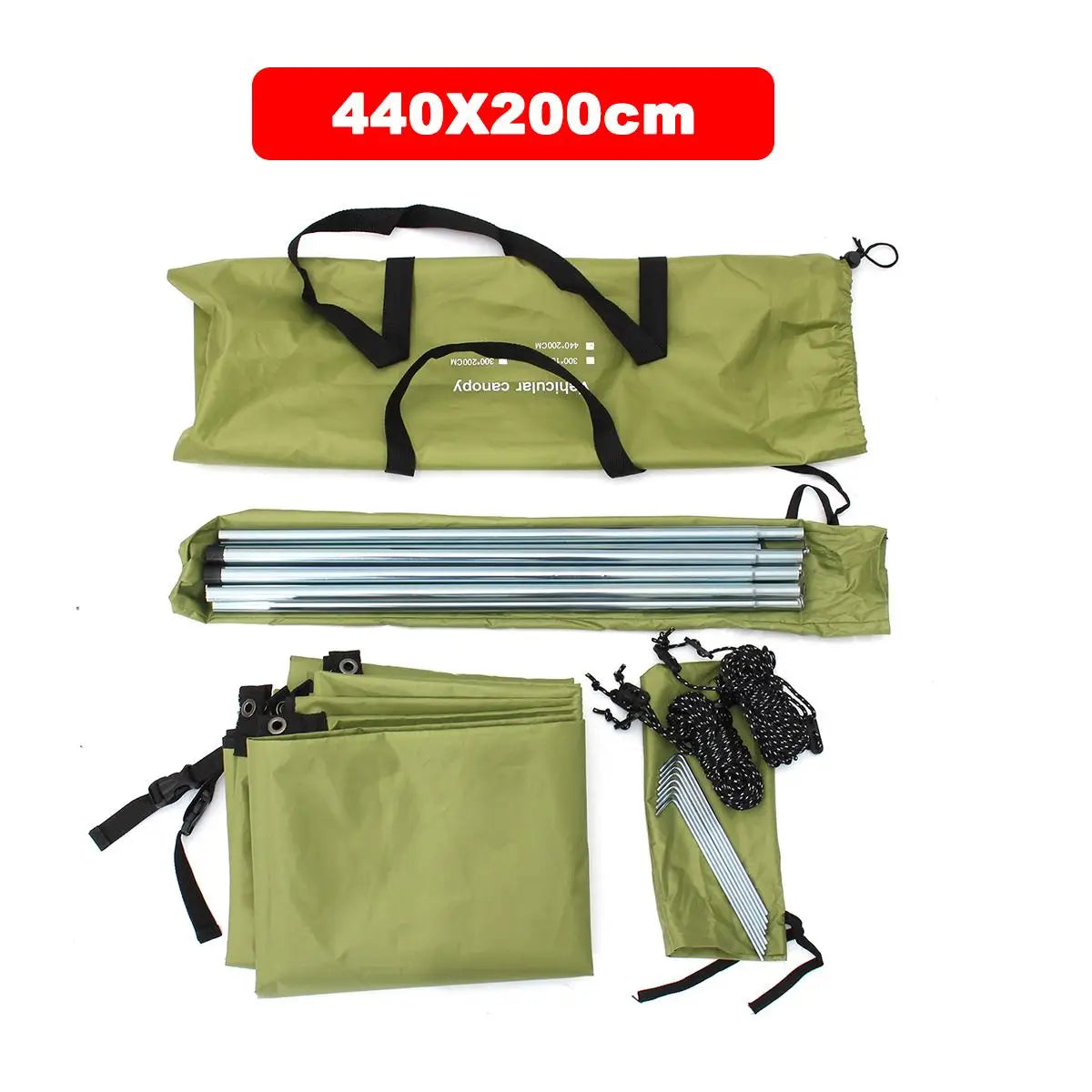 440x200cm Car Side Shelter Shade Camping Car Roof Top Tent Awning Waterproof UV Camping Tent Automobile Rooftop Rain Canopy