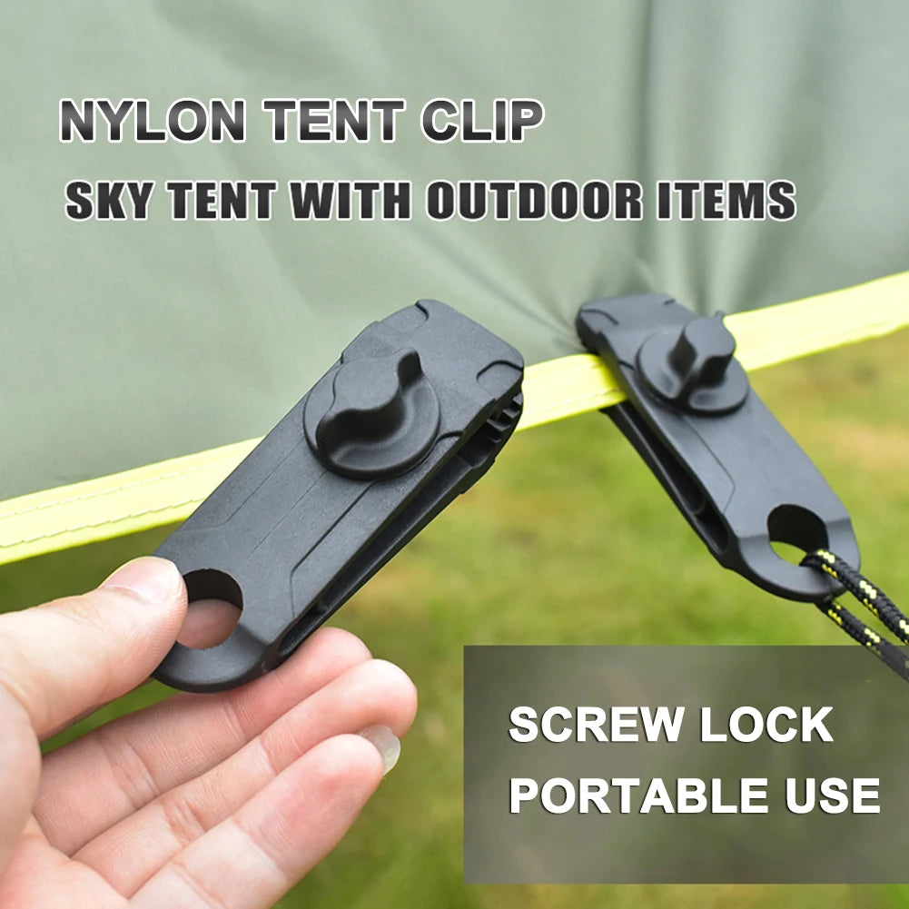 10/1PCS Tent Clip Tarpaulin Clamp Outdoor Camping Tarpaulin Holder Clip Wind Rope Clamps Awning Beach Hiking Camping Accessories