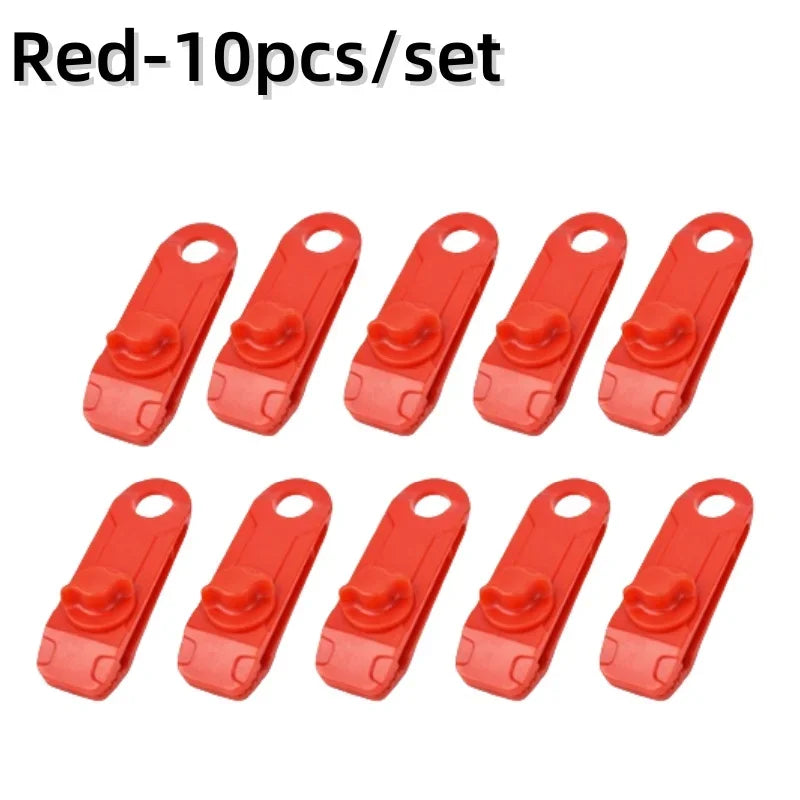 10 PCS Awning Rope Clamp Tarpaulin Clip Tent Canopy Clip Buckle Reusable Tent Crocodile Clip Awning Outdoor Camping Accessories
