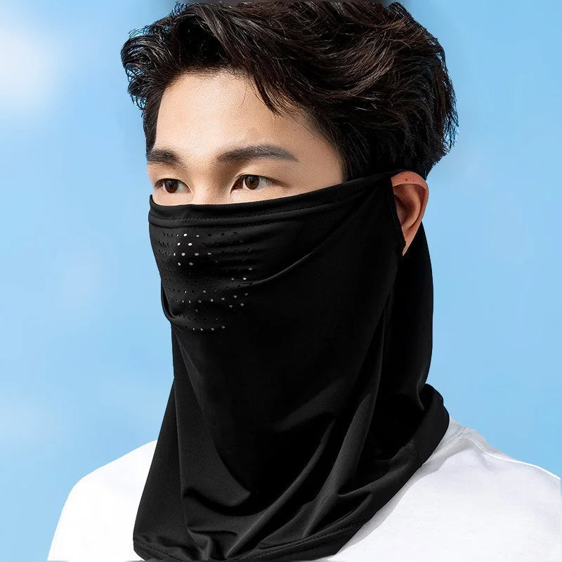 1Pcs Summer Ice Silk Cycling Masks Hanging Ear Breathable Anti-UV Face Scarf Neck Cover for Outdoor Hiking Sunscreen Balaclava